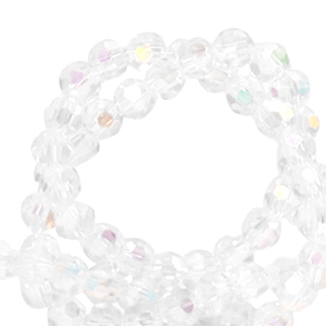 Top Glas Facett Perlen rund 4mm Crystal-AB coating