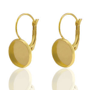 Stainless Steel - Rostfrei Stahl Schmuckzubeh&ouml;r Ohrringe f&uuml;r Cabochon 12mm Gold