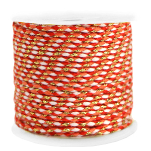 Trendy Kordel geflochten 2mm Gold-orange red white