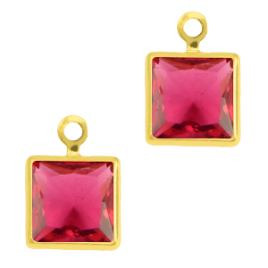 Anh&auml;nger Kristallglas Square Ruby pink-gold