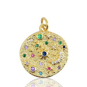 Brass TQ Metall Anh&auml;nger Mond und Stern Gold