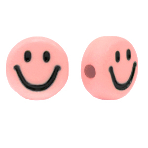 Buchstaben Perlen aus Acryl Smiley Vintage pink