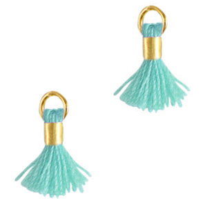 Perlen Quaste 0.7cm Gold-cool aqua blue