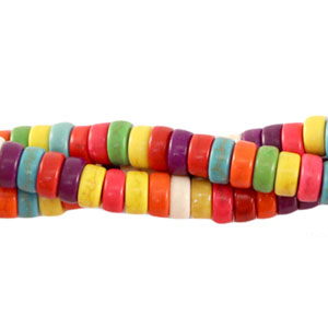 Natursteinperlen Howlit Disc 4x2mm Multicolour