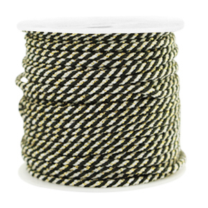 Makramee Band twisted 1.5mm Gold-black white
