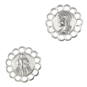 Metall Anh&auml;nger DQ Zwischenst&uuml;ck Jesus und Maria Antik silber (Nickelfrei)