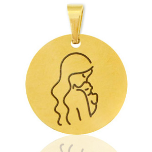 Stainless Steel - Rostfrei Stahl Anh&auml;nger Mutter Gold