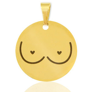 Stainless Steel - Rostfrei Stahl Anh&auml;nger Br&uuml;ste Gold