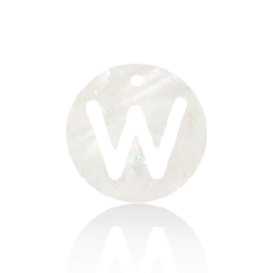 Muschel Anh&auml;nger S&uuml;&szlig;wasserperlmutt Buchstaben W White (Naturliche Farbe Muschel)