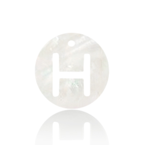Muschel Anh&auml;nger S&uuml;&szlig;wasserperlmutt Buchstaben H White (Naturliche Farbe Muschel)