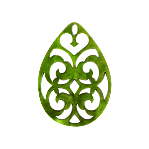 Resin Anh&auml;nger Tropfen Barock 38x27mm Guacamole green