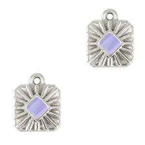 Metall Anh&auml;nger DQ Viereck Antik silber-lavender purple (nikkelvrij)