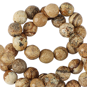 Naturstein Perlen Dalmatiner Jaspis 4mm Facett geschliffen Suntan bronze brown