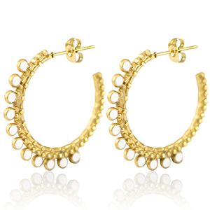 Ohrringe aus Stainless Steel - Rostfreiem Stahl Creolen 30mm Gold-white