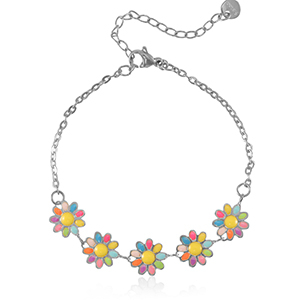 Armb&auml;nder aus Stainless Steel - Rostfreiem Stahl Flowers Pastel multicolour-silver