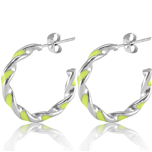 Ohrringe aus Stainless Steel - Rostfreiem Stahl Neon lime green-silver