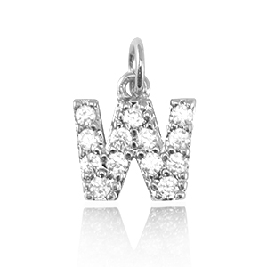 Brass TQ Metall Anh&auml;nger initial W Silver