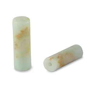 Kralen natuursteen kwartsiet tubes Soft turquoise-brown