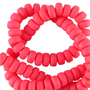 Polymer Perlen Rondell 7mm Neon coral pink