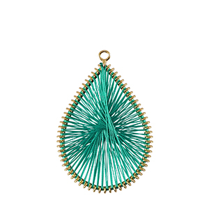 Geh&auml;kelte Anh&auml;nger mit Makramee Band Tropfen Gold-cabana green