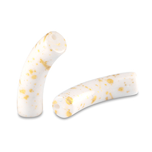 Acryl perlen Tube shiny White-gold