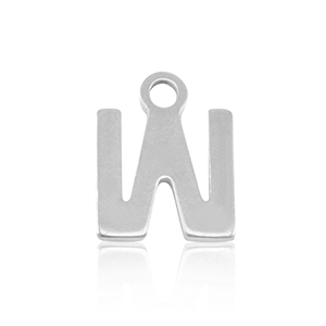 Stainless Steel - Rostfrei Stahl Anh&auml;nger Initial W Silver