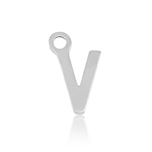 Stainless Steel - Rostfrei Stahl Anh&auml;nger Initial V Silver