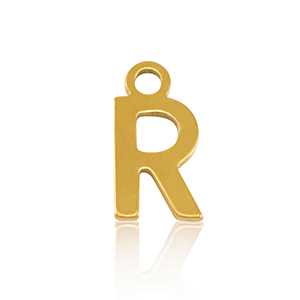 Stainless Steel - Rostfrei Stahl Anh&auml;nger Initial R Gold