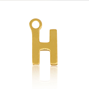 Stainless Steel - Rostfrei Stahl Anh&auml;nger Initial H Gold