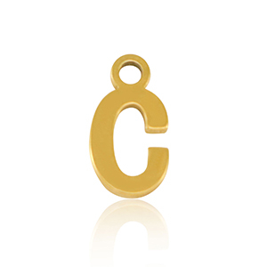 Stainless Steel - Rostfrei Stahl Anh&auml;nger Initial C Gold
