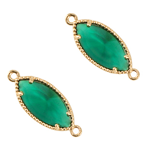 Kristallglas Zwischenst&uuml;cke Oval Green-gold