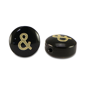Glasperlen Rondell "&" Black-gold