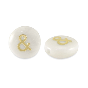 Glasperlen Rondell shell&nbsp;look "&" White-gold