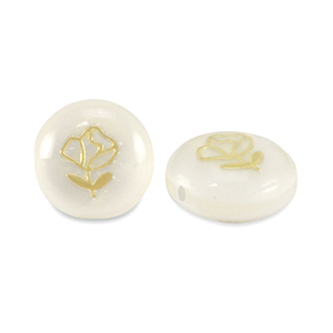 Glasperlen Rondell shell look rose White-gold