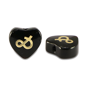 Glasperlen Herz "&" Black-gold