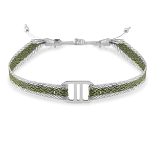Armb&auml;nder Schmuckband mit Rostfrei Stahl Zwischenst&uuml;ck Green-silver