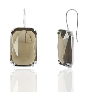 Ohrringe / Ohrstecker aus Kristallglas Rechteck Brown-silver