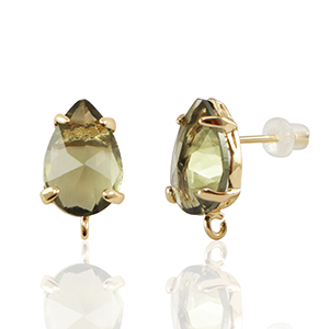 Ohrringe / Ohrstecker aus Kristallglas mit &Ouml;se Tropfen Brown-gold