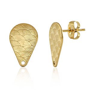 Stainless Steel - Rostfrei Stahl Schmuckzubeh&ouml;r Ohrringe / Ohrstecker Tropfen mit &Ouml;se Gold