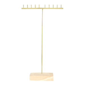 Schmuckdisplay T-Form f&uuml;r Kette mit Holz St&auml;nder Natural-gold