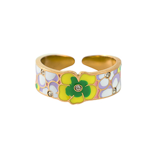 Ringe aus Stainless Steel - Rostfreiem Stahl Blume Gold-multicolour