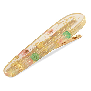 Haarschmuck hairclip mit getrockneter Blume Light pink green-gold