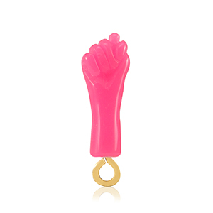 Resin Anh&auml;nger "Mano Fico" Neon pink-gold