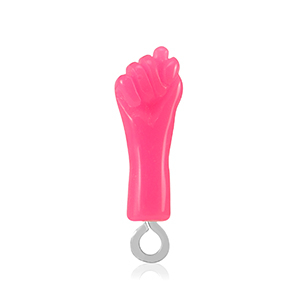 Resin Anh&auml;nger "Mano Fico" Neon pink-silver