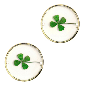 Zwischenst&uuml;cke mit getrockneter Blume 20mm Gold-green