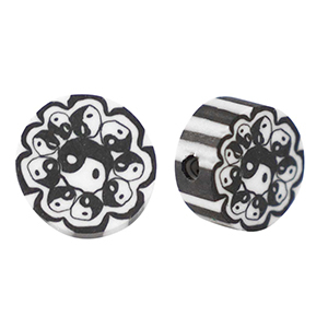 Polymer Perlen Yin & Yang 9mm Black-white