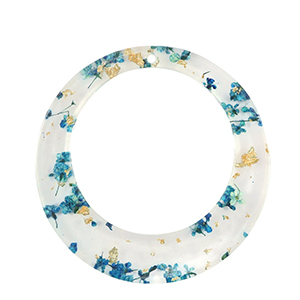 Resin Anh&auml;nger mit getrockneter Blume 39mm Blue-gold