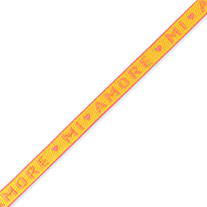 Schmuckband mit Text "mi amore" Yellow-coral pink