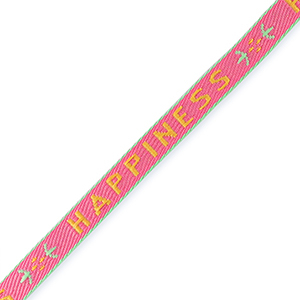 Schmuckband mit Text "happiness" Orange-magenta