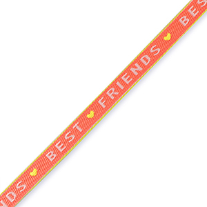 Schmuckband mit Text "best friends" Coral red-lime green